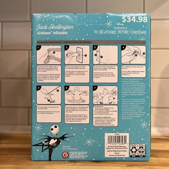 Jack Skellington Light Up Inflatable 5.5 FT Santa Nightmare Before Christmas - Picture 2 of 11